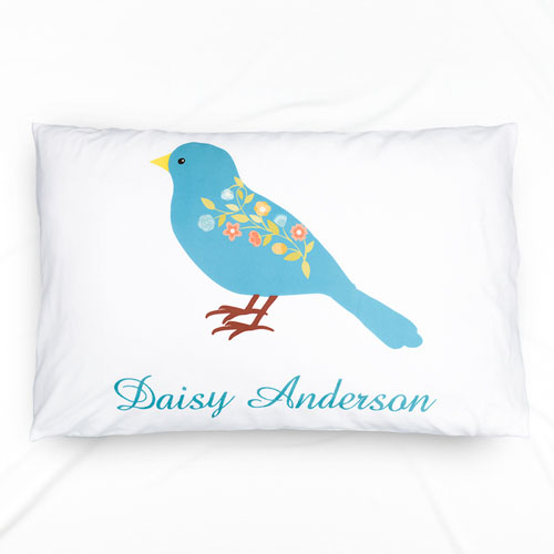 Funda de almohada con nombre personalizado Blue Bird