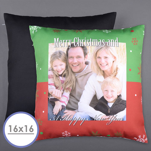 Feliz Navidad Foto Personalizada Funda de cojín de almohada 40.64 cm x 40.64 cm (Sin inserto) 