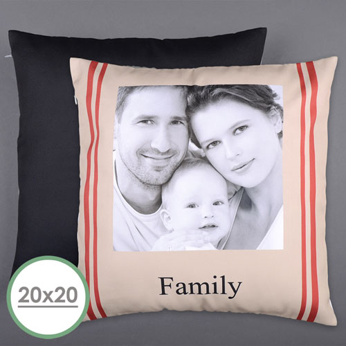 Raya Foto Personalizada Familiar Funda de Almohada Grande 50.80 cm x 50.80 cm (Sin Insertar) 