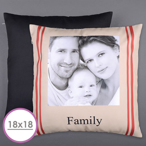 Cojín grande de foto personalizada familiar a rayas 45.72 cm x 45.72 cm (sin inserción) 