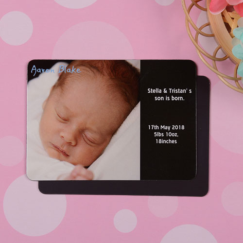 Personalizado Soy un chico Anuncio de nacimiento negro Imán de fotos