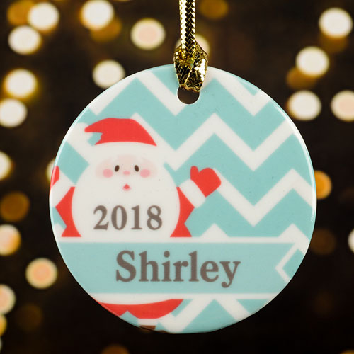 Personalized Santa Claus Porcelain Round Ornament