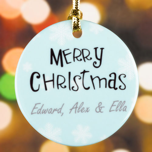 Personalized Merry Christmas Porcelain Round Ornament