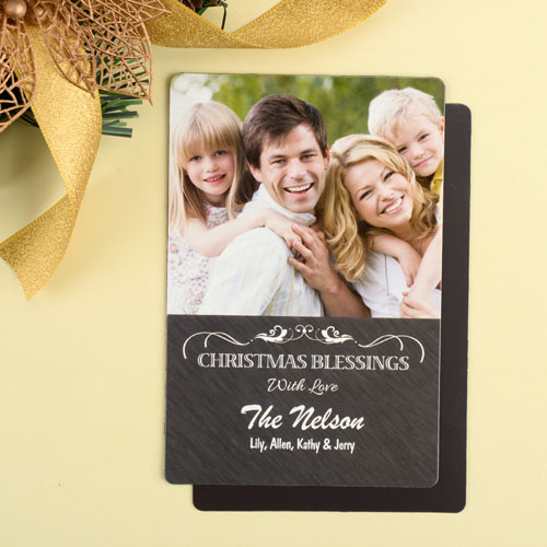 Bendición Personalizada de la foto de Navidad Imán de 10.16 cm x 15.24 cm Grande