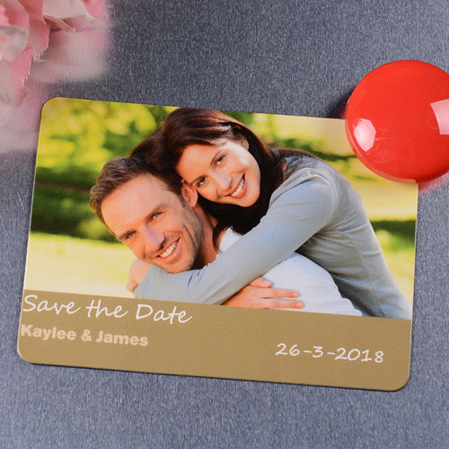 Personalizado5.08 cm x 8.89 cm Imán de foto de nuestro día, oro eterno