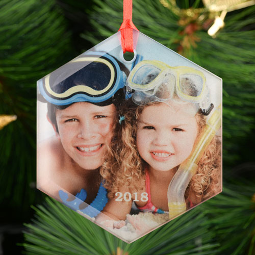 Custom Imprint Glass Ornament Hexagon 3