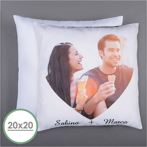 Almohada personalizada para la foto del corazón (espalda blanca) Cojín de 50,80 cm x 50,80 cm (sin relleno) 