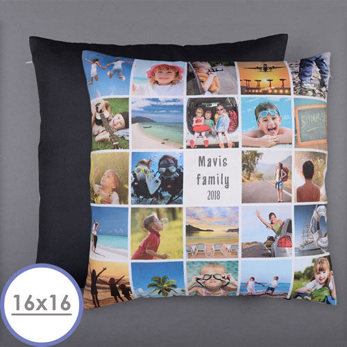 Instagram Almohada fotográfica personalizada blanca 24 Collage 40.64 cm x 40.64 cm Cojín (sin inserto) 