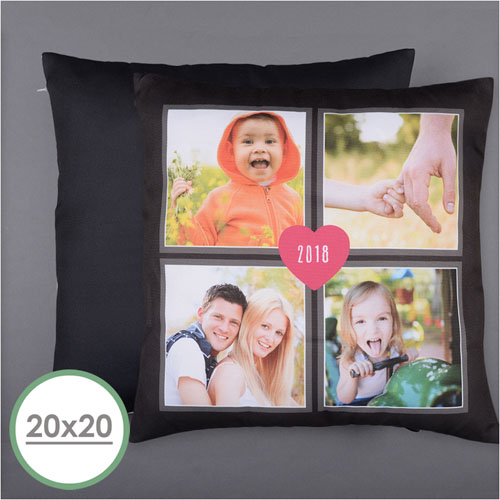 Cuatro Collage y Corazón Almohada fotográfica personalizada 50.80 cm x 50.80 cm Cojín (sin inserto) 