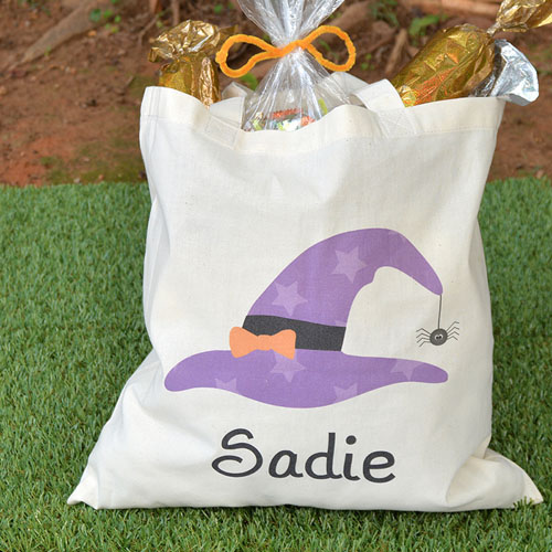 Sombrero de Bruja Estrella Bolsa personalizada de Truco o Trato de Halloween