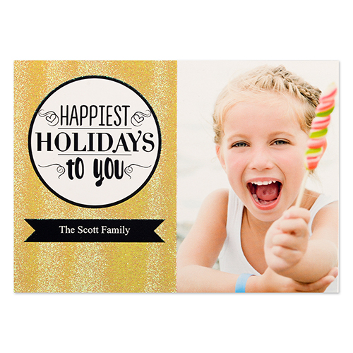 Tarjeta personalizada de Navidad con brillos plateados