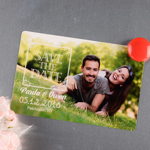 Imán de foto personalizada de Save The Date 10.16 cm x 15.24 cm Grande