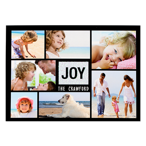 Tarjeta personalizada de Navidad con brillos plateados diseño 