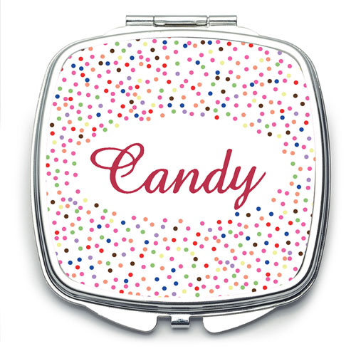 Espejo cuadrado personalizado con lunarres de color para las damas de honor, 