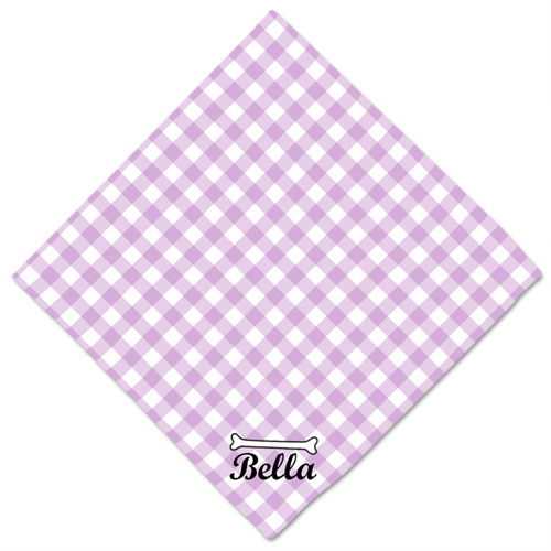Bandana con patrón a cuadros. Nombre personalizable. Tamaño: 50.8 cm