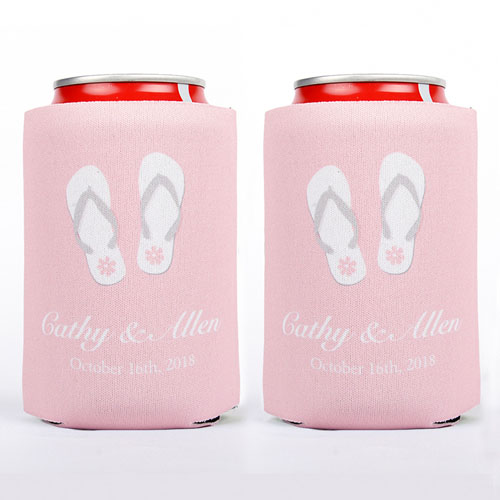 Chancletas personalizadas enfriador de lata de la boda