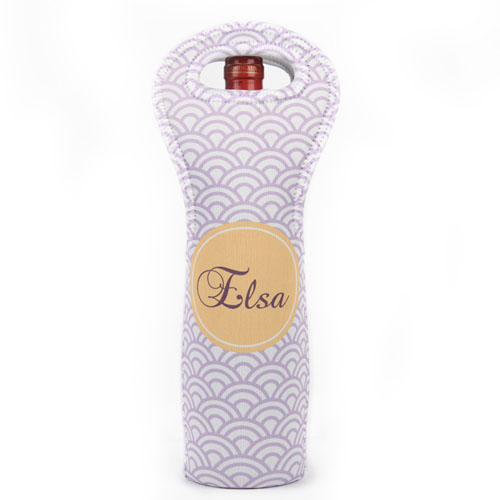 Bolsas de vino de material neopreno personalizada con olas moradas