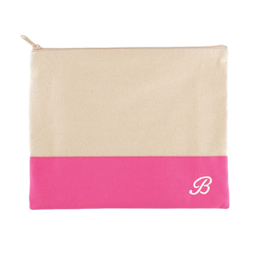 Bolso cosmético bordado color rosa