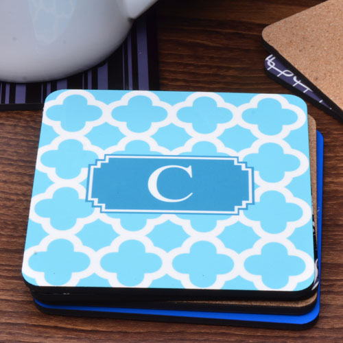 Portavasos de corcho personalizado con diseño de Rombos Aqua