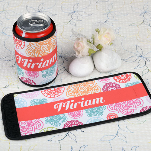 Envoltura de botella   o lata Colorido floral personalizado 