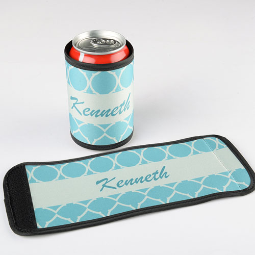 Vintage azul Quatrefoil Envoltura personalizada de lata o botella