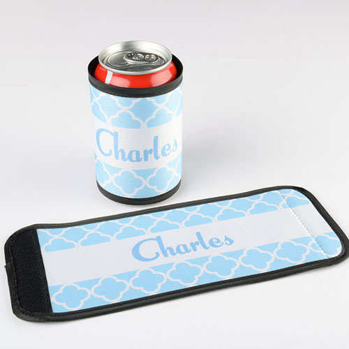 Envoltura de lata o botella   con trébol color aqua personalizado 