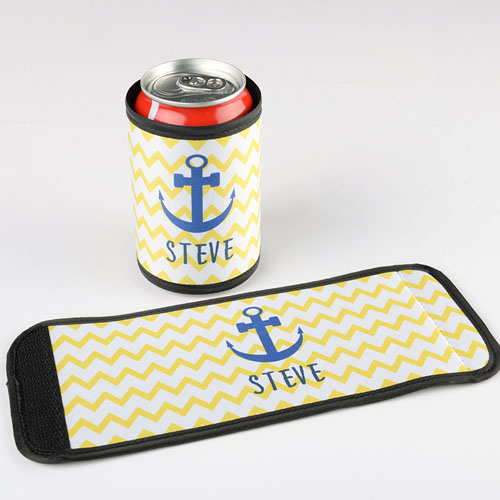 Chevron amarillo de ancla personalizada y envoltura de botella   o lata 