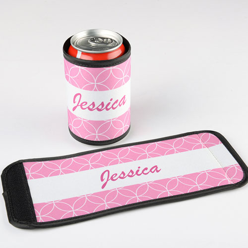 Círculo rosado Personalizado de Envoltura de botella   y Lata 