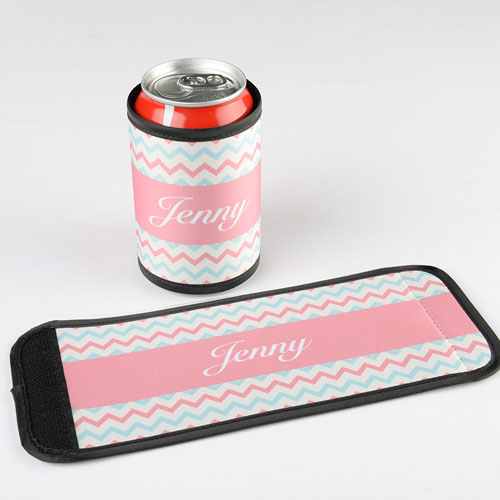 Envoltura de lata y botella   personalizada Aqua Pink Chevron