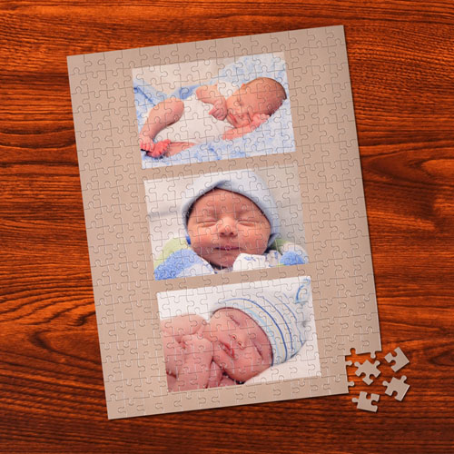 Rompecabezas personalizados con colage de 3 fotos dorados intemporal   retrato  30.48 cm x 41.91 cm 