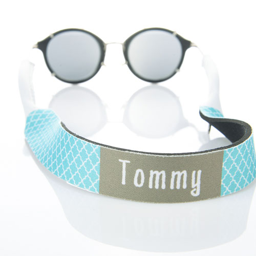 Correa de gafas de sol monograma Aqua Quatrefoil