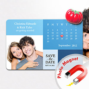 Nevera personalizada 10.16 cm x15.24 cm Calendario Grande Guardar la fecha Foto Imán, Inicial Azul