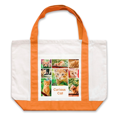 Bolsa de mano grande personalizada con colaje blanco de ocho color naranjado 