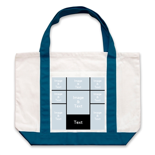Bolsa de mano grande personalizada con colaje negro de ocho color navy