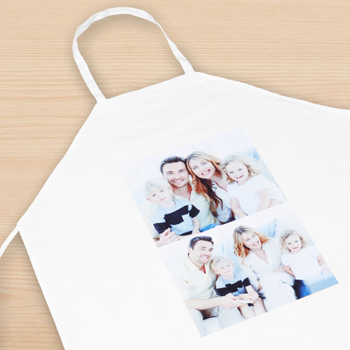 Delantal personalizable con collage de 2 fotos. Adultos (Hombre y mujer).
