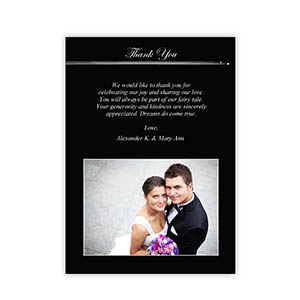 Tarjeta personalizada de agradecimiento vertical 12.7x17.7 cm. Negro