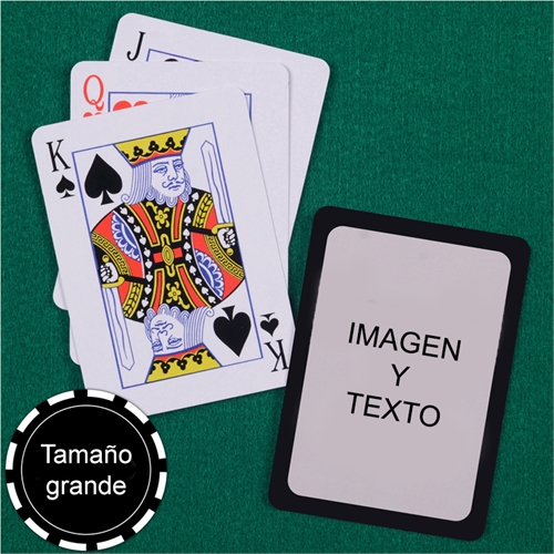 Naipes persoanlizados Naipes de tamaño grande, con índice estandar y marco negro