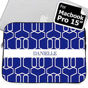 Iniciales personalizadas Espaldera azul Manga Macbook Pro 15 (2015)