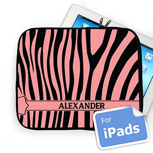Nombre personalizado Negro y Rosa Patrón Cebra Manga de Ipad