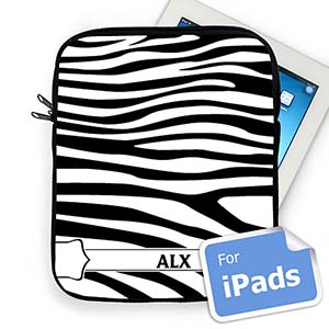 Iniciales personalizadas Manga para iPad con diseño de cebra negro y blanco