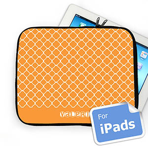 Custom Name Orange Quatrefoil Ipad Sleeve