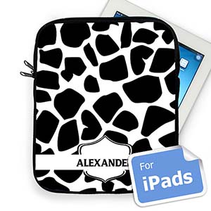 Nombre personalizado Manga de Ipad con patrón de jirafa negra
