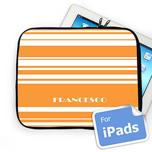 Custom Name Orange Stripes Ipad Sleeve