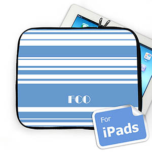 Iniciales personalizadas Rayas Azul Celeste Manga de Ipad
