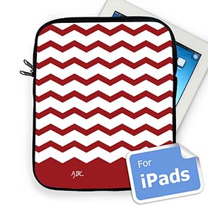 Iniciales personalizadas  funda para el Ipad de Chevron Rojo