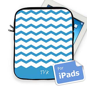Iniciales personalizadas de la funda del Ipad Chevron azul celeste 
