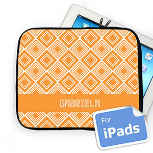 Custom Name Orange Diamonds Ipad Sleeve