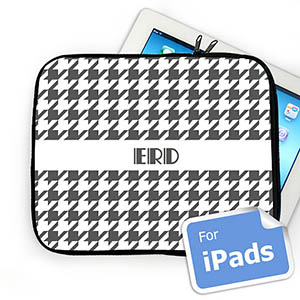 Iniciales personalizadas patrón pata de gallo gris Ipad Manga