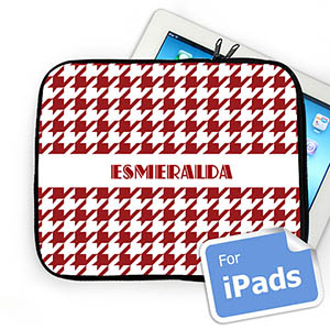 Nombre personalizado patrón de pata de gallo rojo Ipad Manga