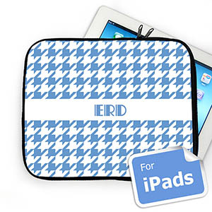 Iniciales personalizadas patrón de pata de gallo color azul celeste Manga del Ipad